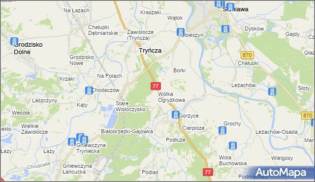 mapa Wólka Ogryzkowa, Wólka Ogryzkowa na mapie Targeo
