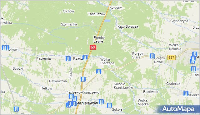 mapa Wólka Piecząca, Wólka Piecząca na mapie Targeo