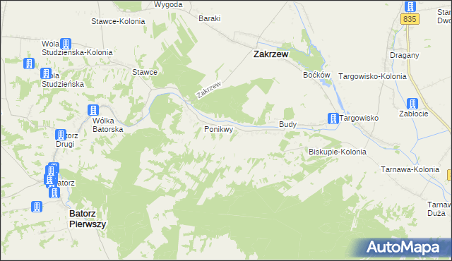 mapa Wólka Ponikiewska, Wólka Ponikiewska na mapie Targeo