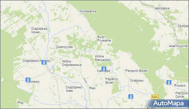 mapa Wólka Rakowska, Wólka Rakowska na mapie Targeo