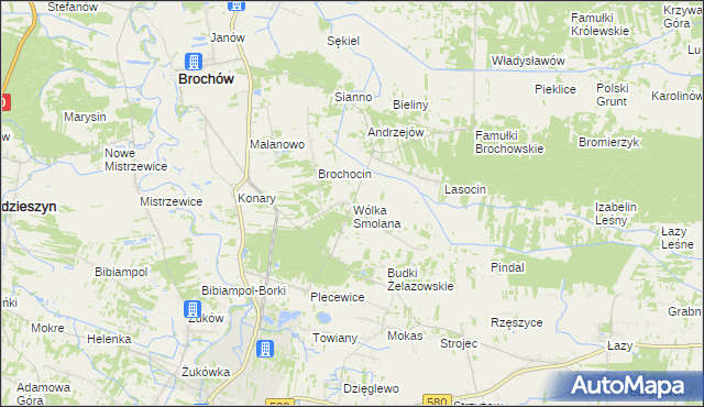 mapa Wólka Smolana gmina Brochów, Wólka Smolana gmina Brochów na mapie Targeo