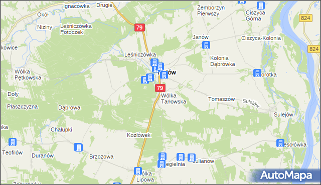 mapa Wólka Tarłowska, Wólka Tarłowska na mapie Targeo