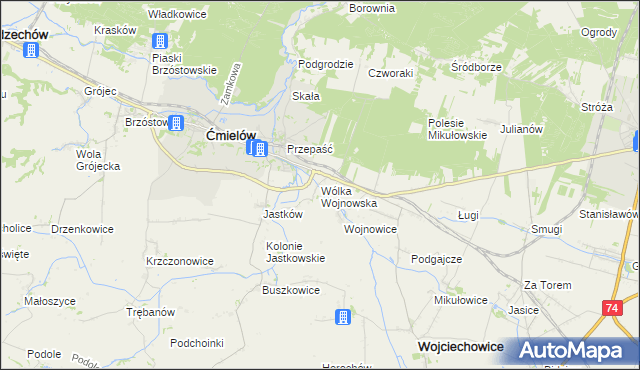 mapa Wólka Wojnowska, Wólka Wojnowska na mapie Targeo