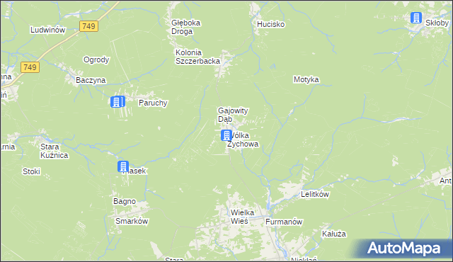 mapa Wólka Zychowa, Wólka Zychowa na mapie Targeo