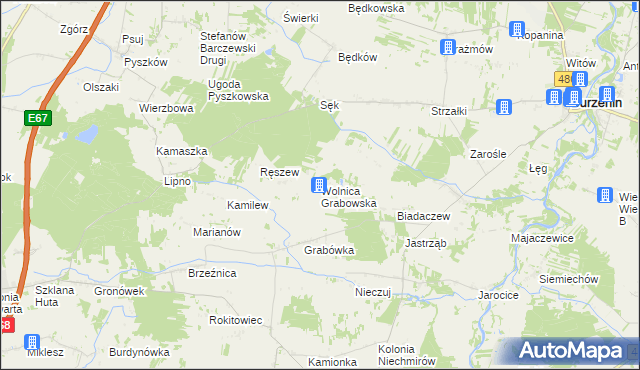 mapa Wolnica Grabowska, Wolnica Grabowska na mapie Targeo