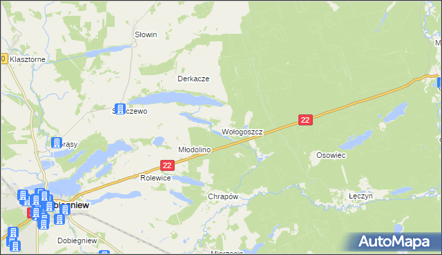 mapa Wołogoszcz, Wołogoszcz na mapie Targeo