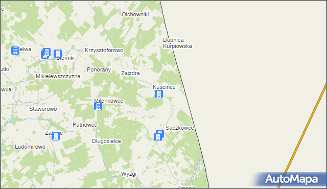 mapa Wołyńce gmina Kuźnica, Wołyńce gmina Kuźnica na mapie Targeo