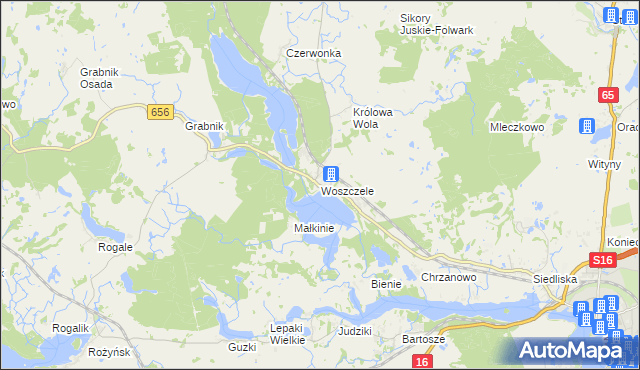 mapa Woszczele, Woszczele na mapie Targeo
