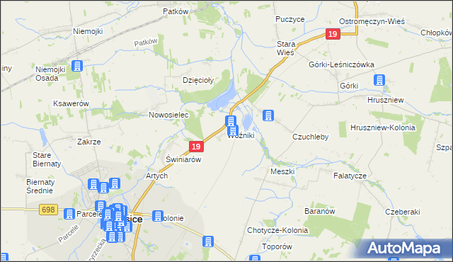 mapa Woźniki gmina Łosice, Woźniki gmina Łosice na mapie Targeo