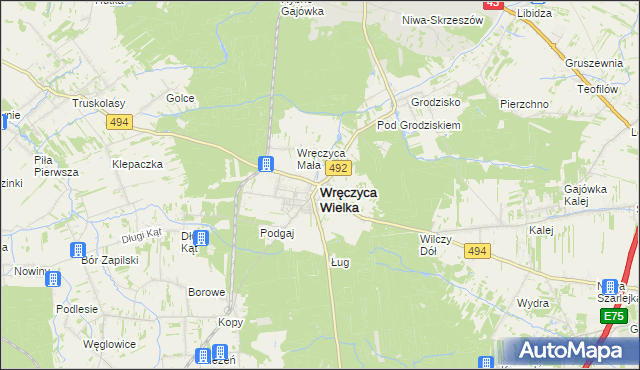 mapa Wręczyca Wielka, Wręczyca Wielka na mapie Targeo