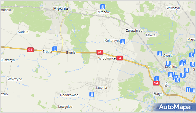 mapa Wróblowice gmina Miękinia, Wróblowice gmina Miękinia na mapie Targeo