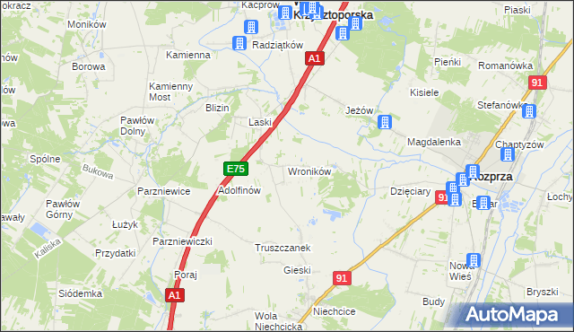 mapa Wroników, Wroników na mapie Targeo
