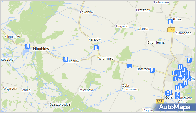 mapa Wroniniec, Wroniniec na mapie Targeo