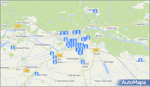 mapa Wronki powiat szamotulski, Wronki powiat szamotulski na mapie Targeo