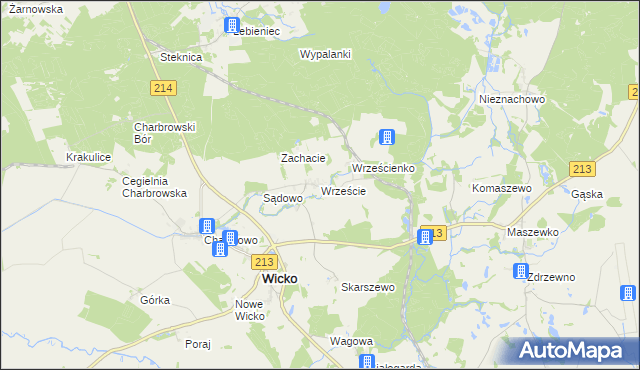 mapa Wrzeście gmina Wicko, Wrzeście gmina Wicko na mapie Targeo