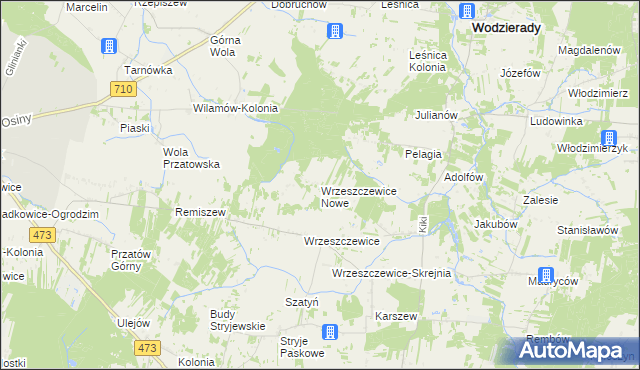 mapa Wrzeszczewice Nowe, Wrzeszczewice Nowe na mapie Targeo