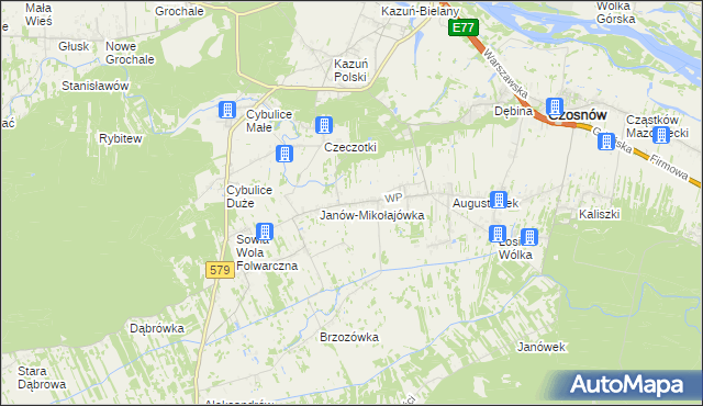 mapa Wrzosówka gmina Czosnów, Wrzosówka gmina Czosnów na mapie Targeo