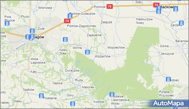 mapa Wszachów, Wszachów na mapie Targeo