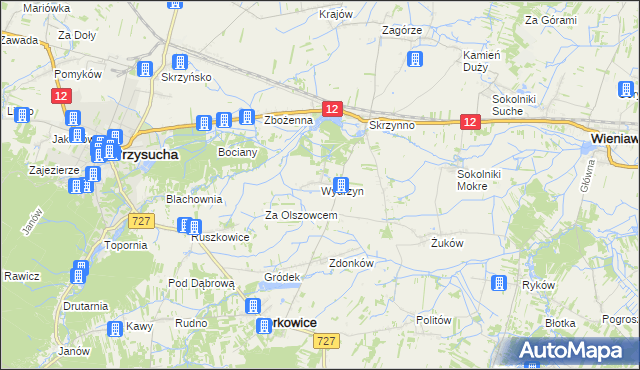 mapa Wydrzyn gmina Wieniawa, Wydrzyn gmina Wieniawa na mapie Targeo