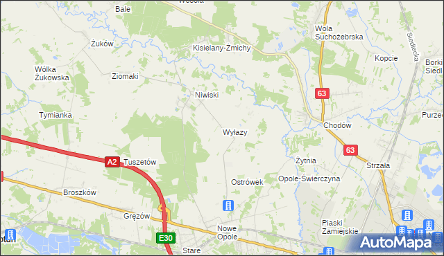 mapa Wyłazy, Wyłazy na mapie Targeo