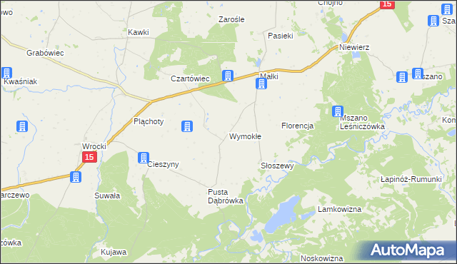 mapa Wymokłe, Wymokłe na mapie Targeo