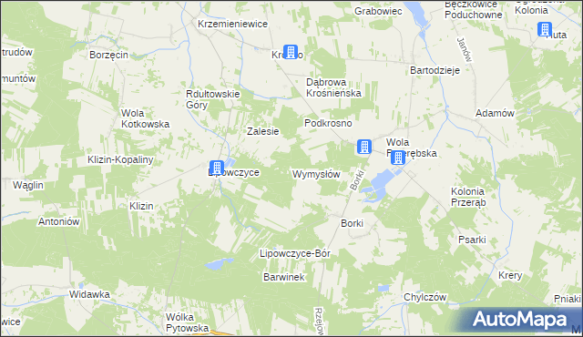 mapa Wymysłów gmina Masłowice, Wymysłów gmina Masłowice na mapie Targeo