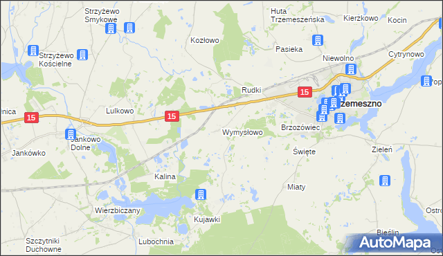 mapa Wymysłowo gmina Trzemeszno, Wymysłowo gmina Trzemeszno na mapie Targeo