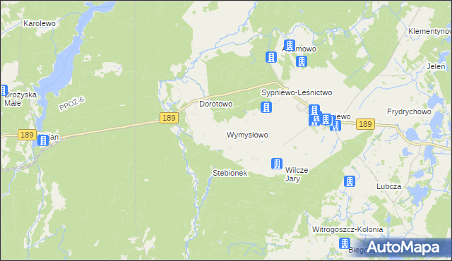mapa Wymysłowo gmina Więcbork, Wymysłowo gmina Więcbork na mapie Targeo