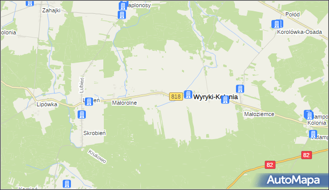 mapa Wyryki-Wola, Wyryki-Wola na mapie Targeo