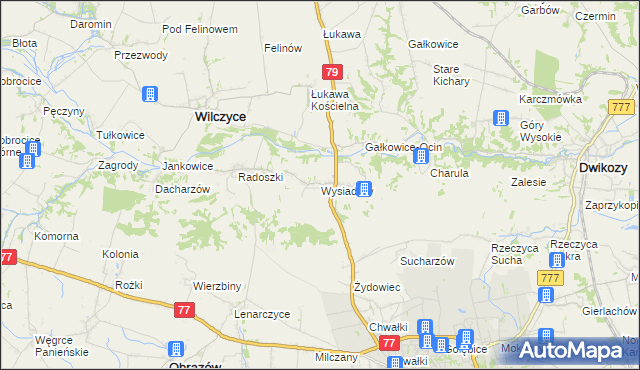 mapa Wysiadłów, Wysiadłów na mapie Targeo