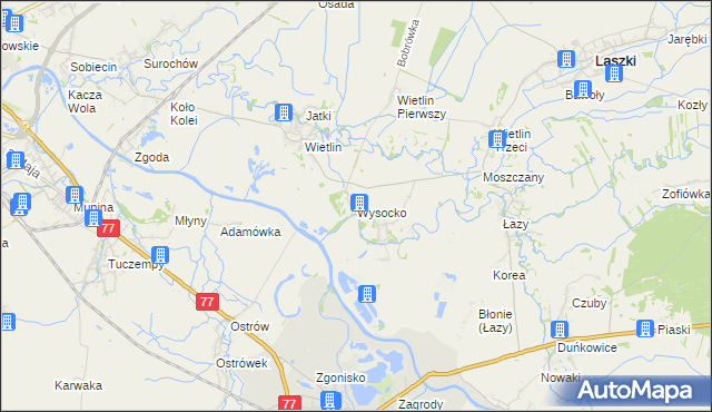 mapa Wysocko gmina Laszki, Wysocko gmina Laszki na mapie Targeo