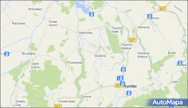 mapa Wysoka gmina Rychliki, Wysoka gmina Rychliki na mapie Targeo