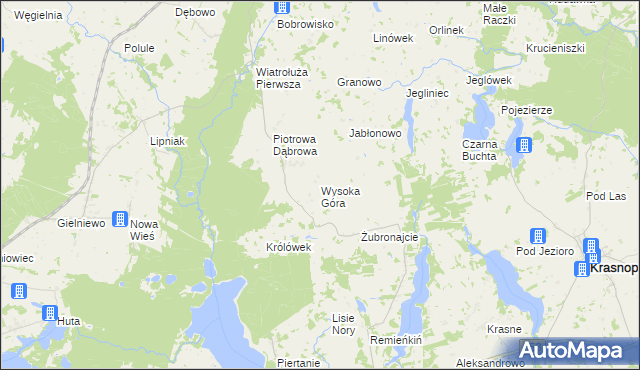 mapa Wysoka Góra gmina Krasnopol, Wysoka Góra gmina Krasnopol na mapie Targeo
