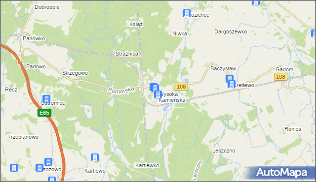 mapa Wysoka Kamieńska, Wysoka Kamieńska na mapie Targeo