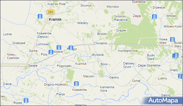 mapa Wysokie gmina Kramsk, Wysokie gmina Kramsk na mapie Targeo