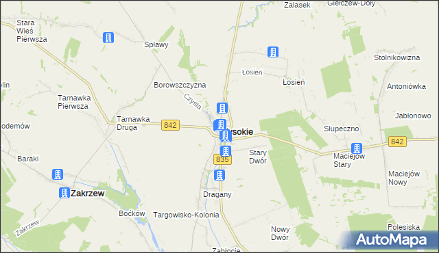 mapa Wysokie powiat lubelski, Wysokie powiat lubelski na mapie Targeo