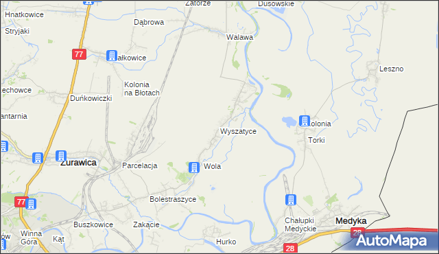 mapa Wyszatyce, Wyszatyce na mapie Targeo