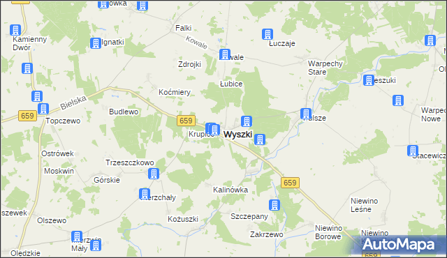mapa Wyszki powiat bielski, Wyszki powiat bielski na mapie Targeo