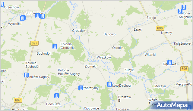 mapa Wyszków gmina Liw, Wyszków gmina Liw na mapie Targeo