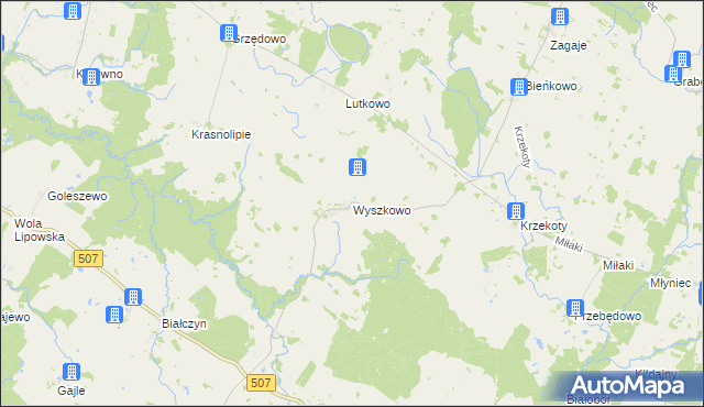mapa Wyszkowo gmina Lelkowo, Wyszkowo gmina Lelkowo na mapie Targeo