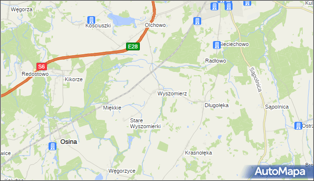 mapa Wyszomierz gmina Nowogard, Wyszomierz gmina Nowogard na mapie Targeo