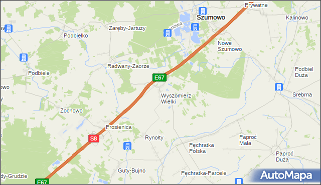 mapa Wyszomierz Wielki, Wyszomierz Wielki na mapie Targeo