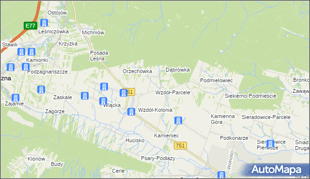 mapa Wzdół-Parcele, Wzdół-Parcele na mapie Targeo