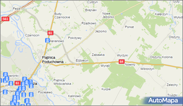 mapa Zabawka gmina Piątnica, Zabawka gmina Piątnica na mapie Targeo