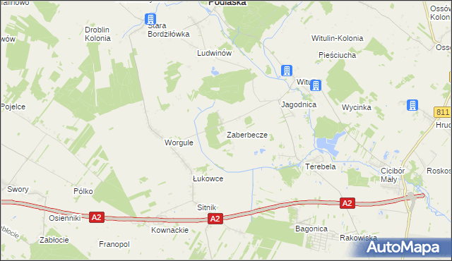 mapa Zaberbecze, Zaberbecze na mapie Targeo