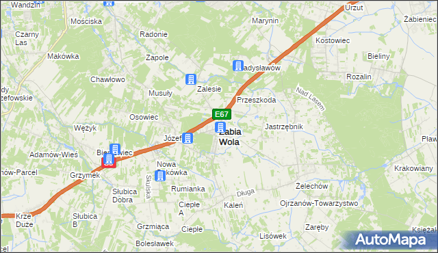 mapa Żabia Wola powiat grodziski, Żabia Wola powiat grodziski na mapie Targeo