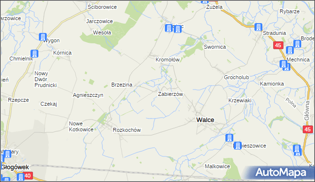 mapa Zabierzów gmina Walce, Zabierzów gmina Walce na mapie Targeo