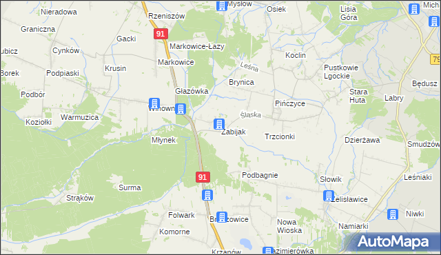 mapa Zabijak gmina Koziegłowy, Zabijak gmina Koziegłowy na mapie Targeo