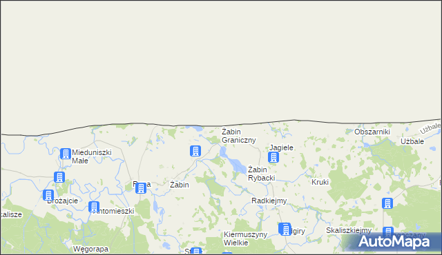 mapa Żabin Graniczny, Żabin Graniczny na mapie Targeo