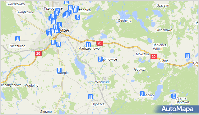 mapa Ząbinowice, Ząbinowice na mapie Targeo
